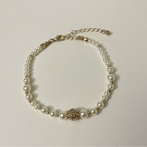 Faux Pearl and Gold Beaded Bracelet